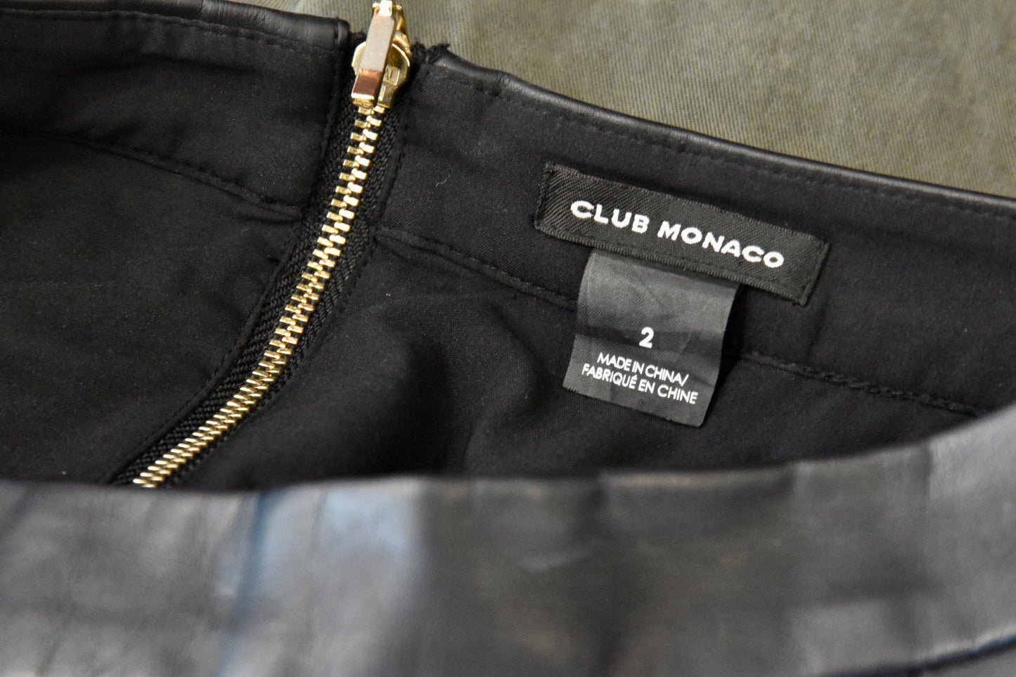 Club Monaco faux leather skirt