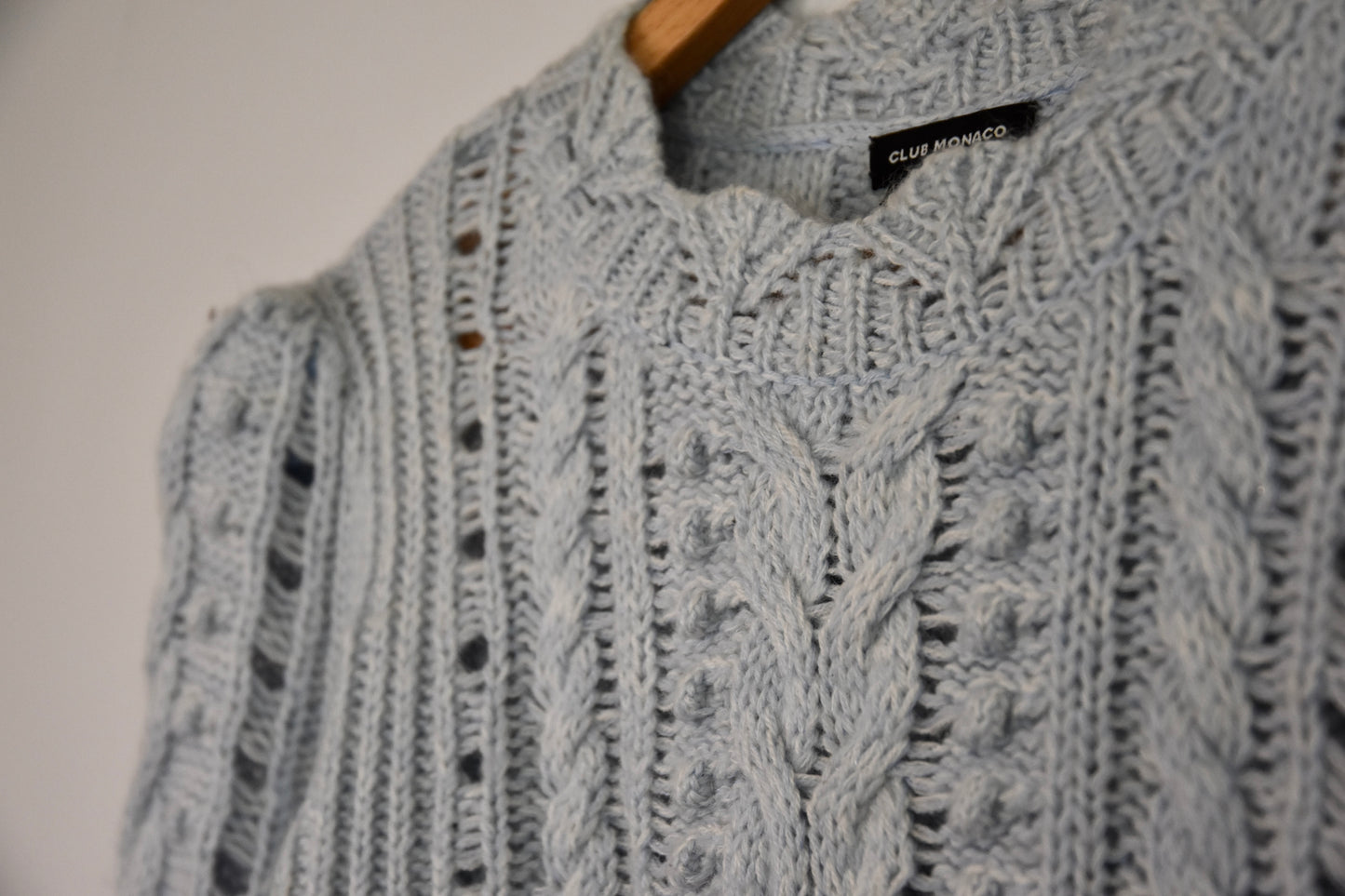Club Monaco baby blue cable knit jumper