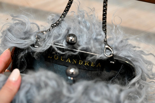 Lou Andrea grey fluffy bag