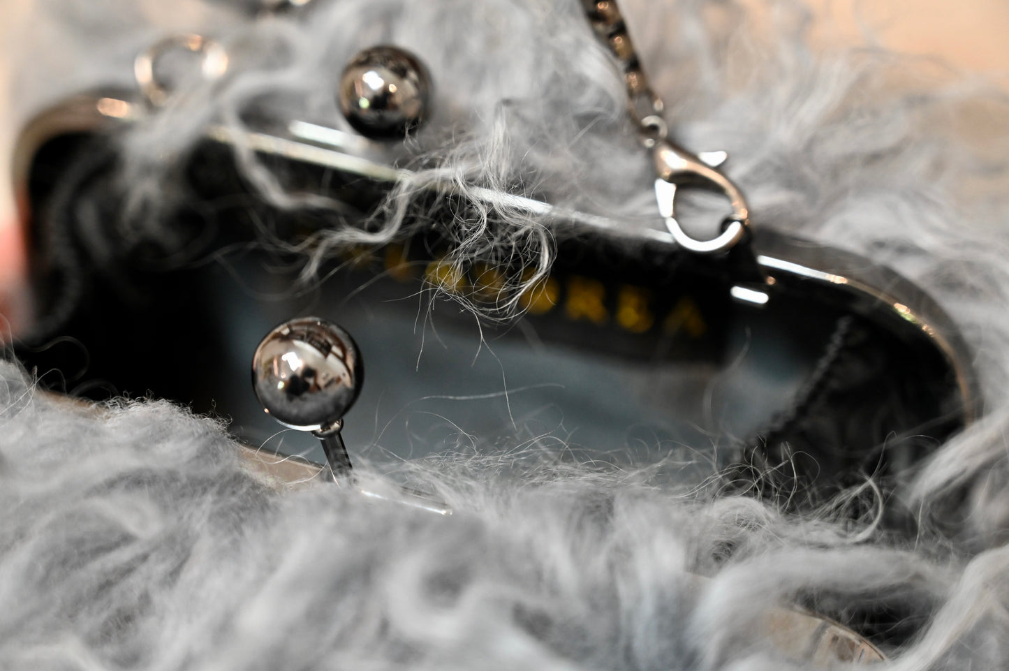 Lou Andrea grey fluffy bag