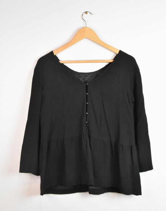Sézane black polkadot blouse