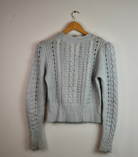 Club Monaco baby blue cable knit jumper