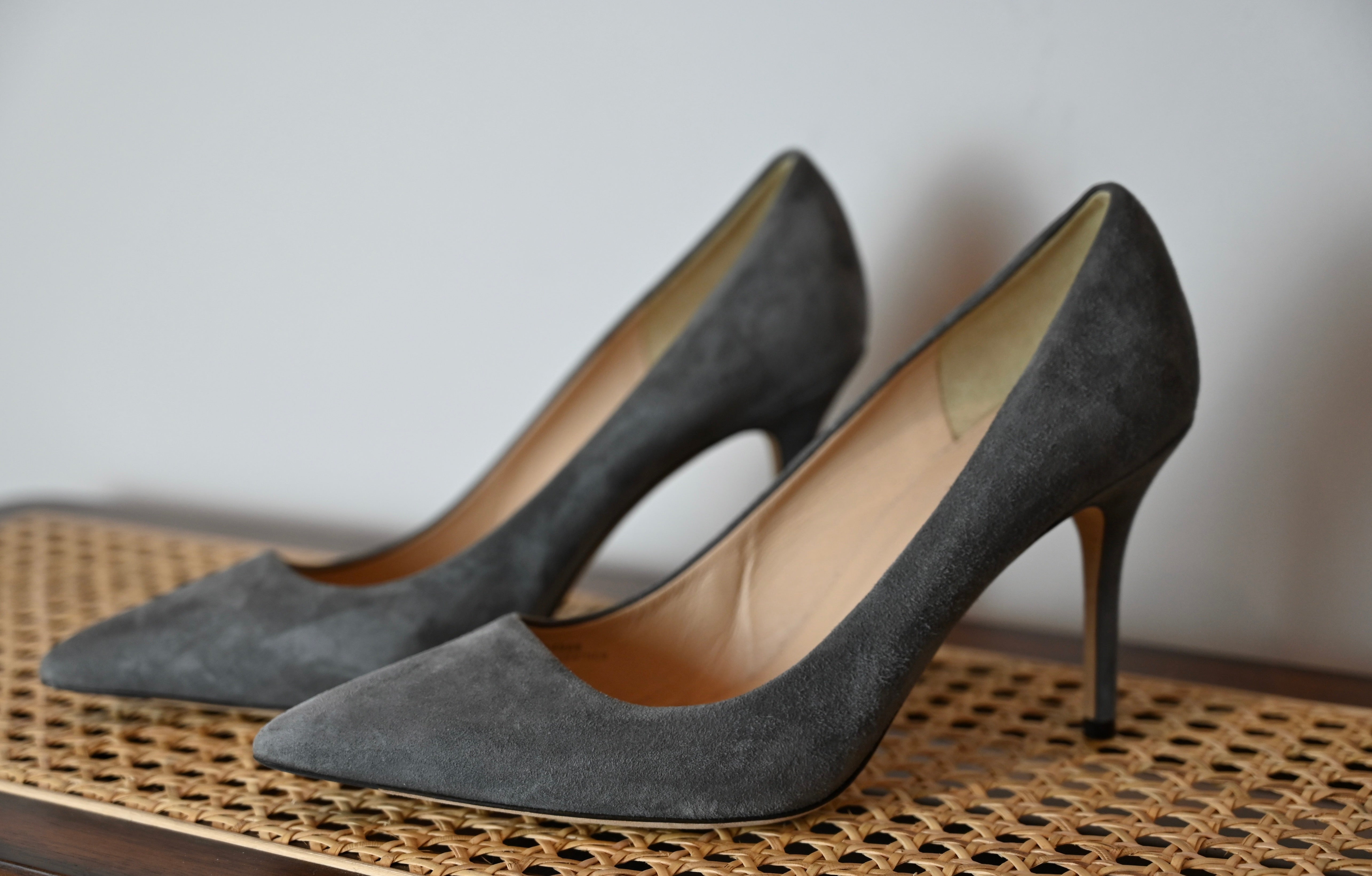 Grey suede 2024 pointed heels